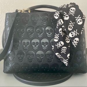 Betsey Johnson Skull Embossed Satchel RARE